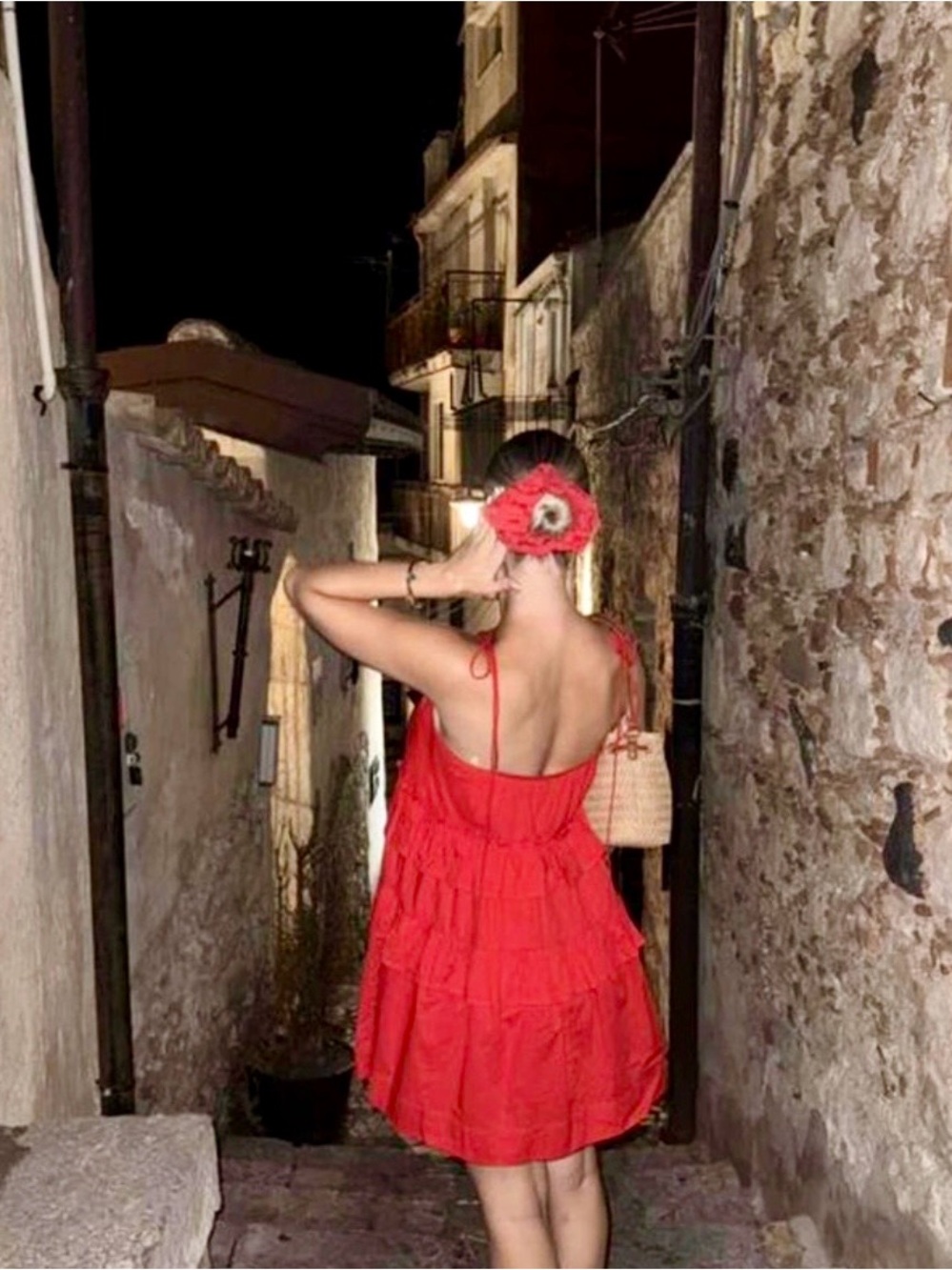 ASOS Red Tiered Ruffle Midi Dress - Picture 3 of 3